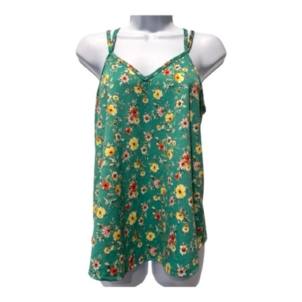 Papermoon Floral Babydoll Cami Top Green | Size S Cottagecore
